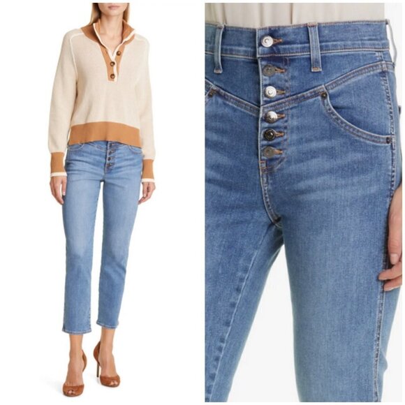 💕VERONICA BEARD💕 Ryleigh Slim-Straight Jeans Front Yoke Durango Blue 28 NWT - Picture 8 of 16